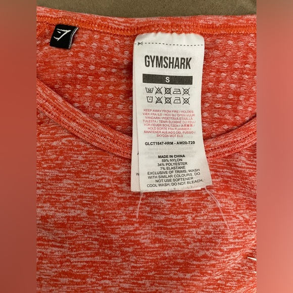 Gymshark Crop Top Long Sleeve Heathered Orange Color Size S - Picture 6 of 6